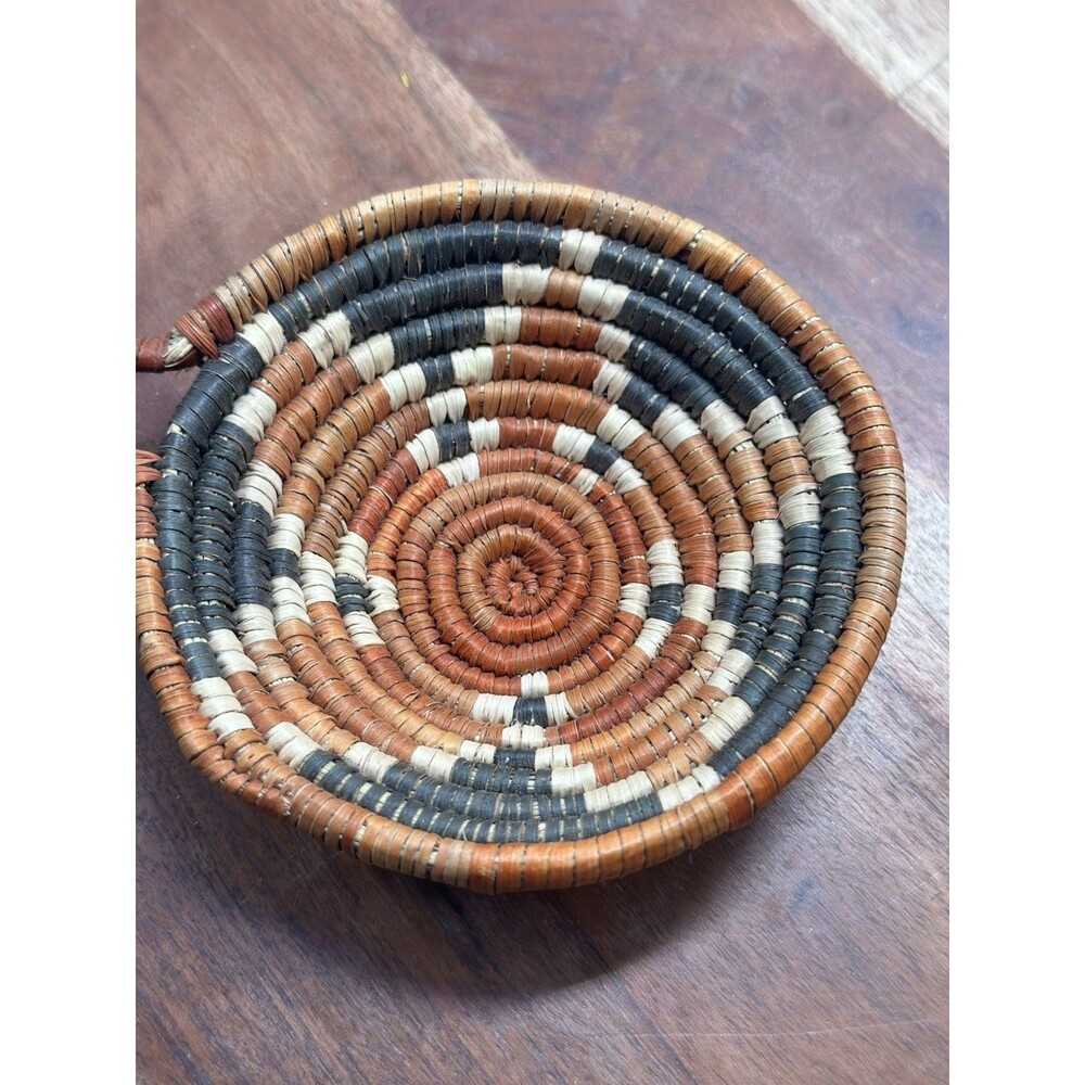 Coil Mini Southwest Basket Bowl in Tan Black Star Circular Wall Art